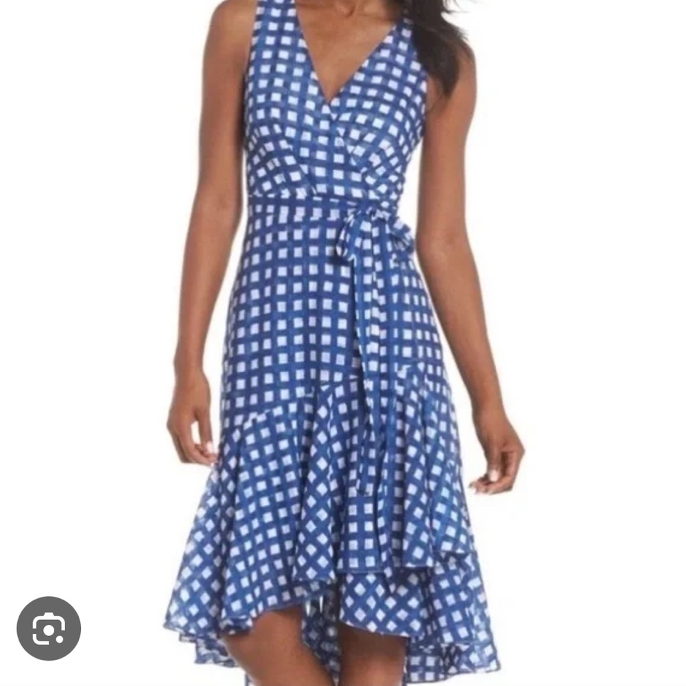 Blue Checkered Sleeveless Dress